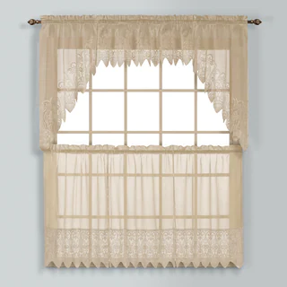 Luxury Collection Valerie Macrame and Sheer Voile Kitchen Tiers and Toppers