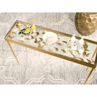 Safavieh Rosalie Antique Gold Leaf Butterfly Console Table