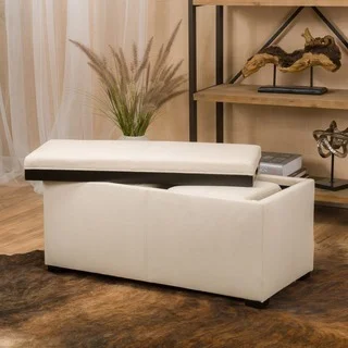 Drake 3-piece Fabric Tray Top Nested Storage Ottoman Bench by Christopher Knight Home