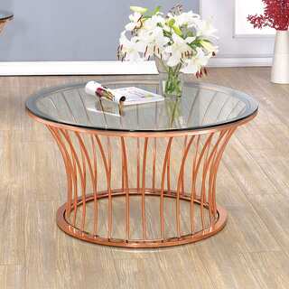 Furniture of America Wallins Contemporary Round Rose Gold Coffee Table