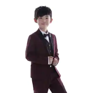 Burgundy 3-piece Suit with Black Trim for Kids 4 - 14 Years