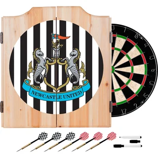 Premier League Newcastle United Dart Cabinet includes Darts and Board