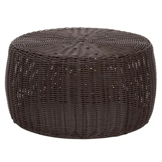Household Essentials Resin Wicker 9 Inch Tall Ottoman/Low Table, Brown