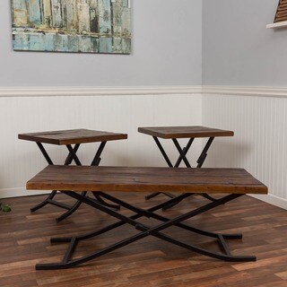 Somette Reclaimed Natural Foldable 3-piece Occasional Table Set
