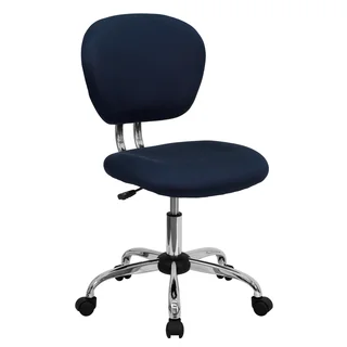 Rigmos Armless Navy Mesh Swivel Adjustable Office Chair with Chrome Base