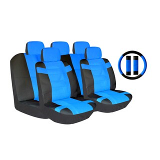 Blue Two-tone PU Leather Car Seat Covers Universal Fit