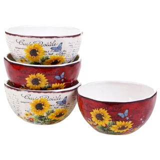 Certified International Sunflower Meadow 5.75-inch Ice Cream Bowls (Set of 4) 2 Assorted Designs