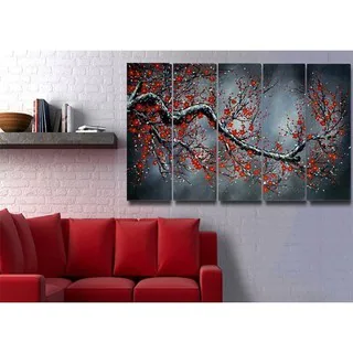 Hand-painted Modern Black Floral Oil Painting 1038