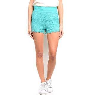 Shop the Trends Women's Fully Lined Mini Crochet Lace Shorts