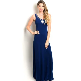 Shop the Trends Women's Sleeveless Embellished Neck Gown