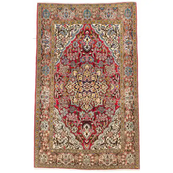 Ecarpetgallery Hand-knotted Persian Qum Red Wool Rug (3'6 x 5'7)
