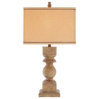 Catalina 19091-000 3-Way 30-Inch Distressed Faux Wood Table Lamp with Rectangular Linen Hardback Shade
