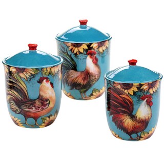 Certified International Sunflower Rooster 3 pc Canister Set