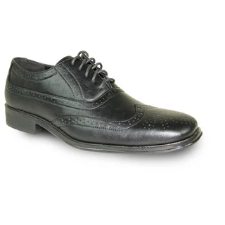 BRAVO Men Dress Shoe MILANO-1 Wingtip Oxford Black