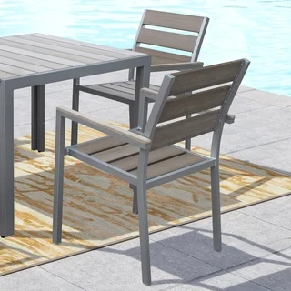 CorLiving Gallant Sun Bleached Grey Outdoor Dining Chairs