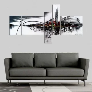 Hand-painted Black and White Architecture Painting