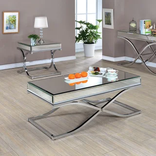 Furniture of America Orelia Luxury Chrome 2-Piece Accent Table Set