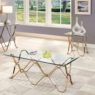 Furniture of America Tellarie Contemporary 2-piece Champagne Accent Table Set