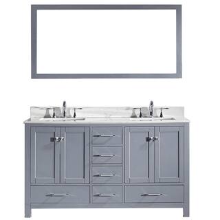 Virtu USA Caroline Avenue 60-inch Double Bathroom Vanity Cabinet Set in Grey