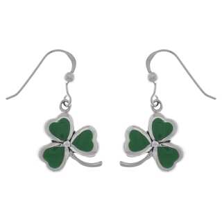 Sterling Silver Celtic Shamrock Clover Good Luck Dangle Earrings