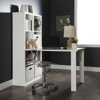 South Shore Annexe Work Desk and Storage Unit Combo with Clear Office Chair
