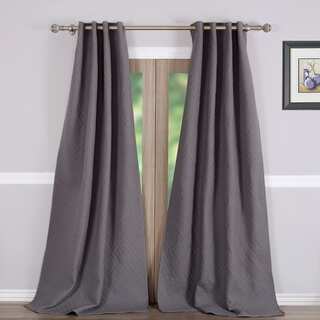 Vashon Grey Quilted Curtain Panel Pair