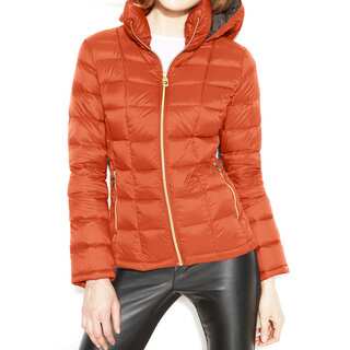 Michael Michael Kors Orange Hooded Packable Jacket