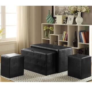 Furniture of America Cole Contemporary 4-Piece Nesting Bench and Ottoman Set