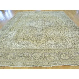 Semi Antique Handmade Persian Tabriz Overdyed Oriental Rug (9'2 x 12')