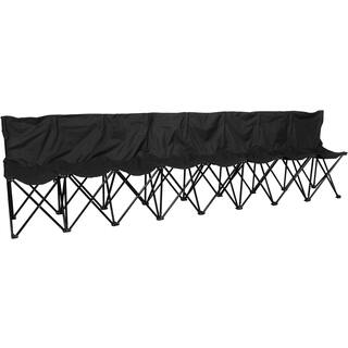 Black Portable Sports Bench with Back Sits 8 People Case Included by Trademark Innovations