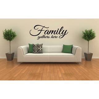 Family Gathers Here quote Wall Art Sticker Decal