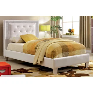 Furniture of America Sheila Contemporary Tufted White Leatherette Twin-size Platform Bed