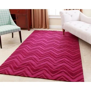 ABBYSON LIVING Hand-tufted Stacy Dark Pink New Zealand Wool Rug (5' x 8')