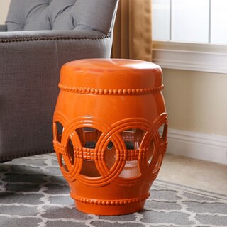 Abbyson Whitney Orange Ceramic Oversized Garden Stool