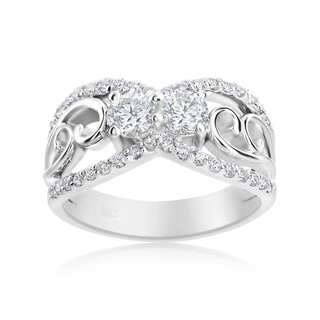 Andrew Charles 14k White Gold 1ct TDW Fancy Diamond Ring (H-I, SI1-SI2)