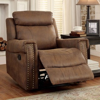 Furniture of America Camille Transitional Brown Upholstered Recliner
