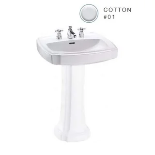 Toto Guinevere Pedestal Vitreous China Bathroom Sink LT972.8#01 Cotton White