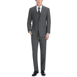 Verno Men's Giovanni Grey and Black English Plaid Classic Fit Italian Style 3-piece Suit