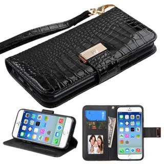 Insten Crocodile Leather Case Cover Lanyard with Stand/ Wallet Flap Pouch/ Photo Display for Apple iPhone 6/ 6s