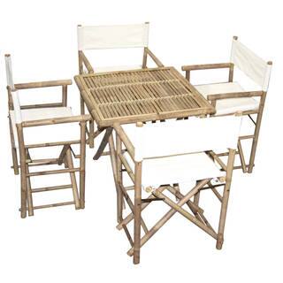 Handmade Bamboo54 Bistro Square Table and 4 Director's Chairs Set (Vietnam)