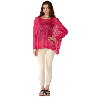 Dinamit Junior Loose Open Knit Pink Pullover Sweater