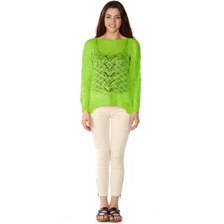 Dinamit Junior Loose Open Knit Green Pullover Sweater