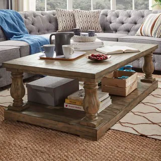 Edmaire Rustic Pine Baluster 55-inch Coffee Table by iNSPIRE Q Artisan