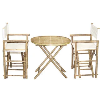 Handmade Bamboo54 Bamboo Bistro Director's Chairs and Round Table Set (Vietnam)