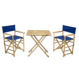Handmade Bamboo Bistro Director's Chairs and Square Table Set (Vietnam)
