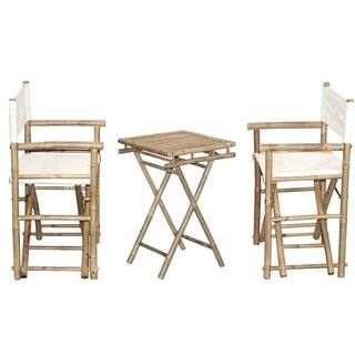Handmade Bamboo Bistro Director's Chairs and Small Table Set (Vietnam)