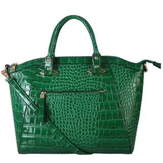 Diophy Elegant Crocodile Faux Leather Structured Satchel Handbag