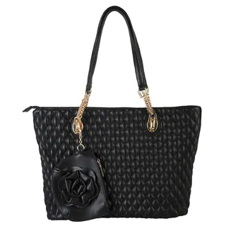 Rimen and Co. Quilted Faux Leather Tote with Flower Coin Pocket Bag