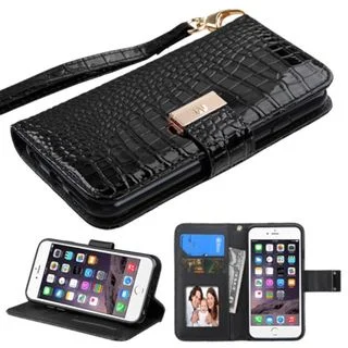 Insten Crocodile Leather Case Cover Lanyard with Stand/ Wallet Flap Pouch/ Photo Display for Apple iPhone 6 Plus/ 6s Plus