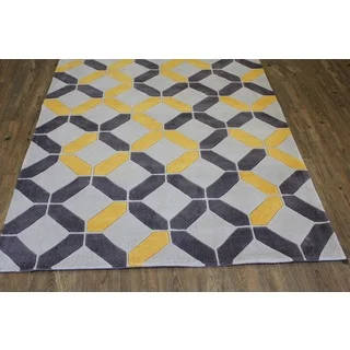 Yellow Grey Beige Color Area Rug (5' x 7')